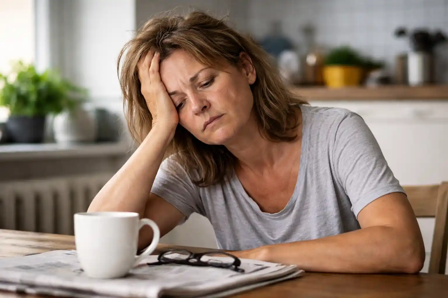 Erschoepfte Person nach schlechter Nacht